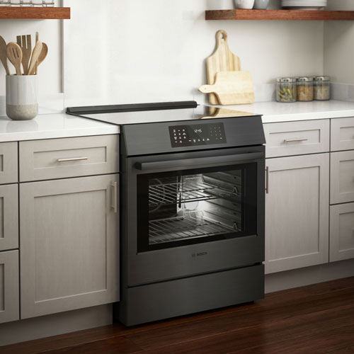 Bosch 30" 4.6 Cu. Ft. True Convection Slide-In Induction Range - Black Stainless