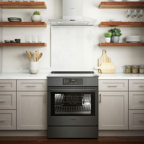 Bosch 30" 4.6 Cu. Ft. True Convection Slide-In Induction Range - Black Stainless