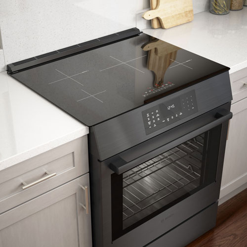 Bosch 30" 4.6 Cu. Ft. True Convection Slide-In Induction Range - Black Stainless