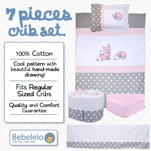 Ensemble de literie pour berceau de bébé Bebelelo pour garçons et filles - Ensemble de literie pour bébé 7 pièces