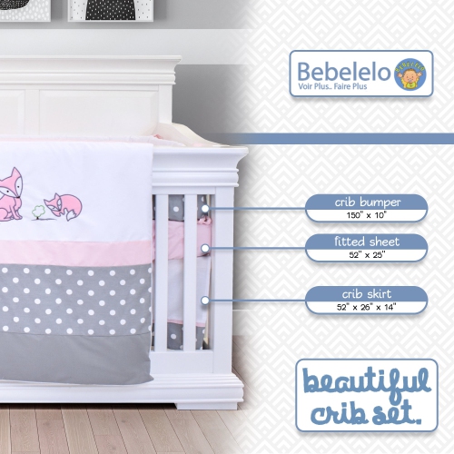 Ensemble de literie pour berceau de bébé Bebelelo pour garçons et filles - Ensemble de literie pour bébé 7 pièces