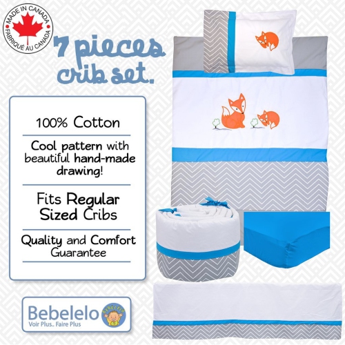 Ensemble de literie pour berceau de bébé Bebelelo pour garçons et filles - Ensemble de literie pour bébé 7 pièces