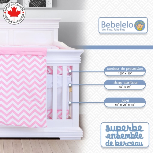 Ensemble de literie pour berceau de bébé Bebelelo pour garçons et filles - Ensemble de literie pour bébé 5 pièces