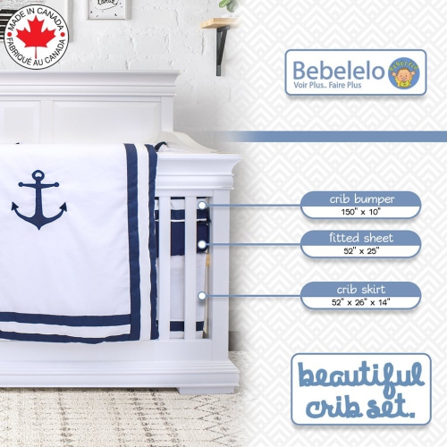 Ensemble de literie pour berceau de bébé Bebelelo pour garçons et filles - Ensemble de literie pour bébé 7 pièces