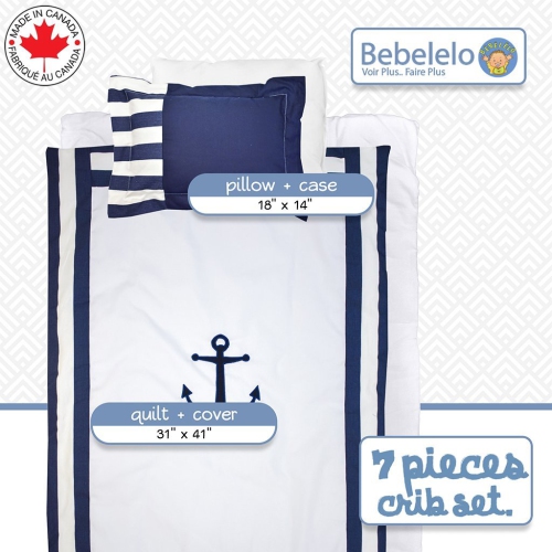 Ensemble de literie pour berceau de bébé Bebelelo pour garçons et filles - Ensemble de literie pour bébé 7 pièces
