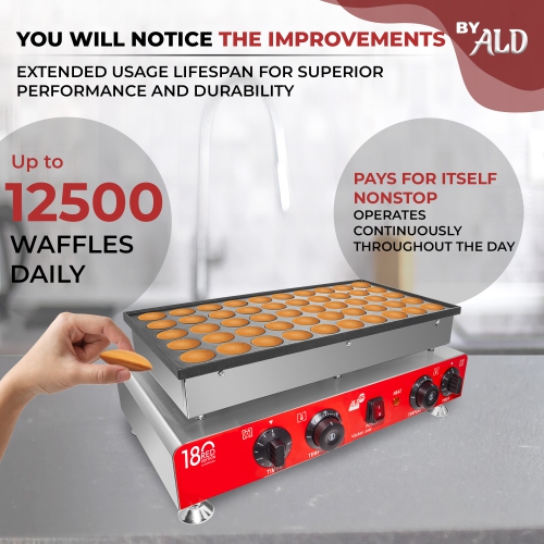 AR-2280 Mini Dutch Pancake Maker | 50 Poffertjes | Dual Thermostat | 110V
