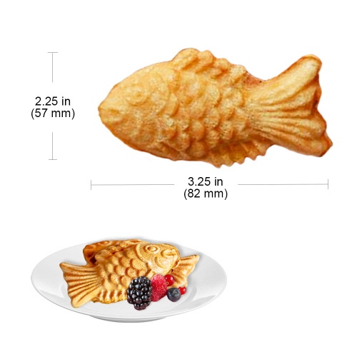 Taiyaki Fish Waffle Maker | Commercial Taiyaki Machine | Fish Shaped Waffles Taiyaki Maker | 6 Waffles | Stainless Steel | 110V