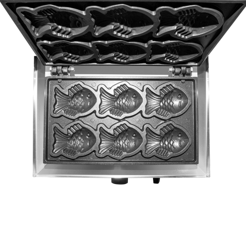 Taiyaki Fish Waffle Maker | Commercial Taiyaki Machine | Fish Shaped Waffles Taiyaki Maker | 6 Waffles | Stainless Steel | 110V