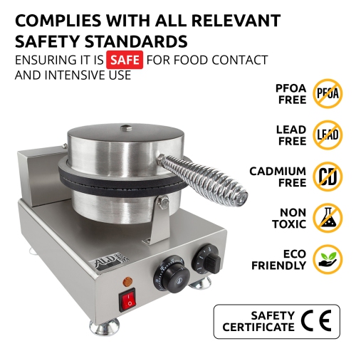 AP-600 Waffle Cone Maker | Commercial Ice Cream Cone Maker | Stainless Steel | Nonstick | Manual Control | 110V