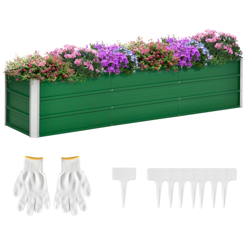 Bac de jardin surélevé galvanisé Outsunny, grande jardinière surélevée en métal avec gants d'installation pour la cour, jardin pour la croissance des