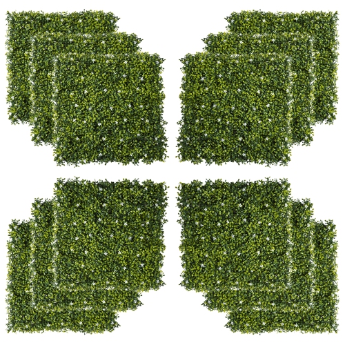 Panneaux de buis artificiels de 12PCS 20 x 20 po protégés contre les UV pelouse de Milan écran de confidentialité Topiary Hedge Plant Greenery Wall p