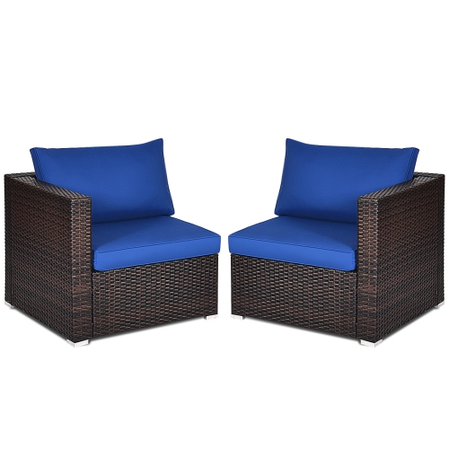 4PCS Ensemble de canapés d'angle en rotin Ensemble de meubles d'extérieur avec 4 coussins Gymax