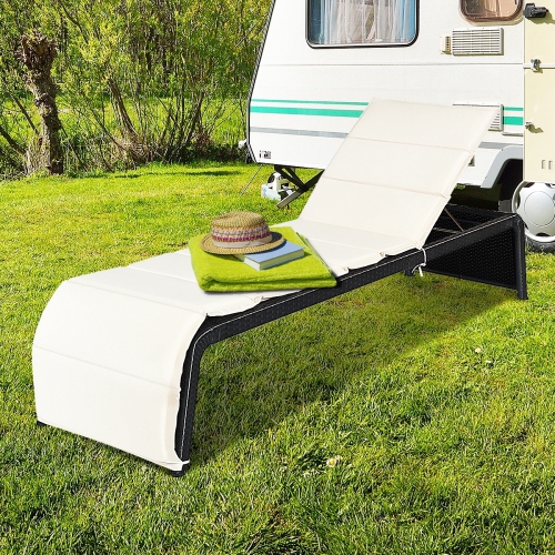 Gymax 2PCS Adjustable Rattan Recliner Chaise Lounge Chair w/ Cushion Outdoor Patio