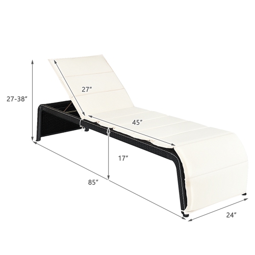 Gymax 2PCS Adjustable Rattan Recliner Chaise Lounge Chair w/ Cushion Outdoor Patio