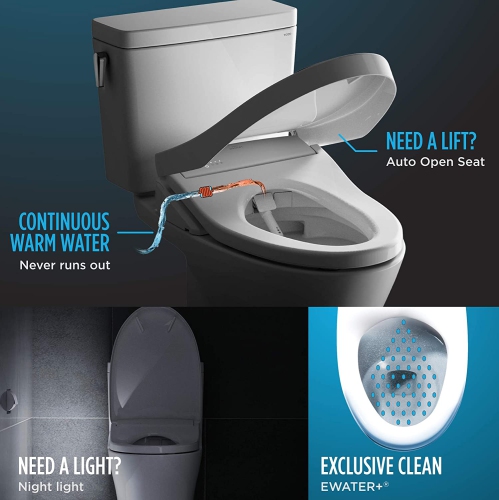 TOTO SW3056#01 S550e WASHLET Electronic Bidet smart Toilet Seat with EWATER+ and Auto Open and Close Contemporary Lid, Elongated, Co by TOTO - Open Box condition - Image 6