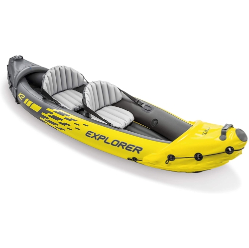 Explorer K2 Kayak gonflable pour 2 personnes avec rames en aluminium et pompe à air à haut rendement