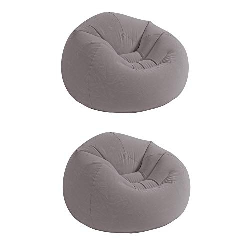 INTEX  Inflatable Contoured Corduroy Beanless Bag Lounge Chair (2 Pack) In Gray