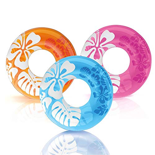 INTEX  Colorful Transparent Inflatable Swimming Pool Tube Raft (3 Pack) | 59251Ep