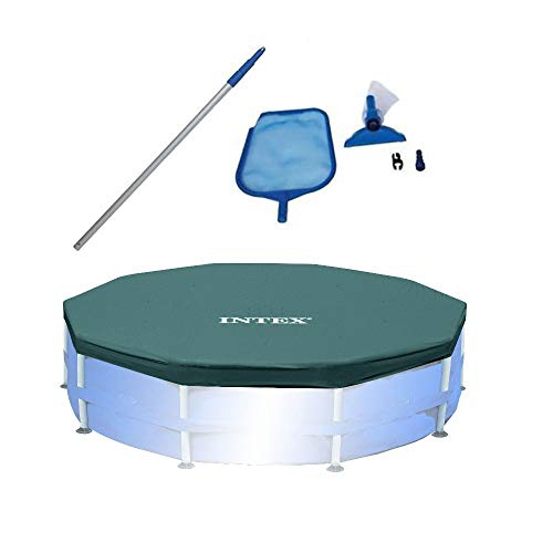 Intex Swimming Pool Maintenance Kit with Vacuum and Pole & 10? Round Pool Cover