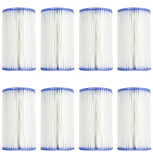 INTEX  Type B Easy Set Swimming Pool Pleated Replacement Filter Pump Cartridges for 633T, 634T, 634Rc, Cs8111, And Cs8221/cs8231 Series (8 Pack)