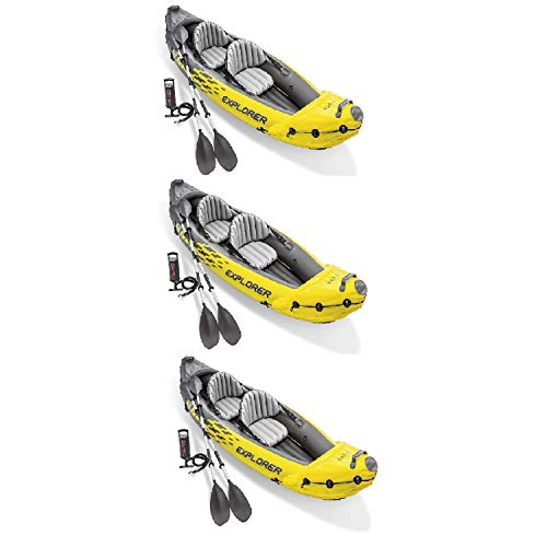 INTEX  Explorer K2 2 Person Inflatable Kayak Set And Air Pump (3 Pack) In Yellow