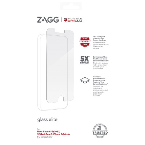 InvisibleShield by ZAGG Glass Elite+ Screen Protector for iPhone SE