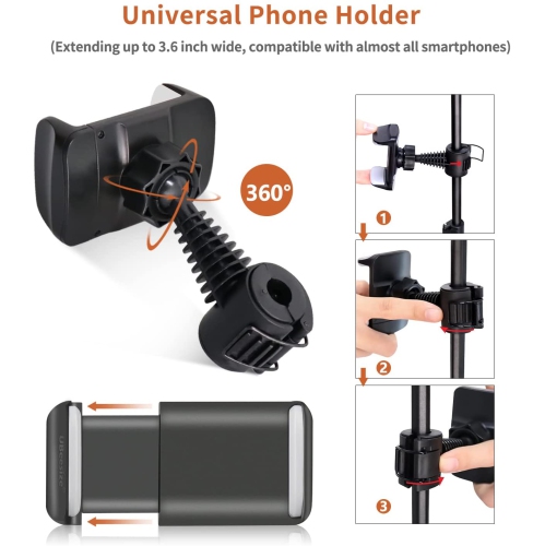 Anneau lumineux avec trépied et support pour téléphone cellulaire pour diffusion en direct/maquillage, mini anneau lumineux DEL pour caméra pour