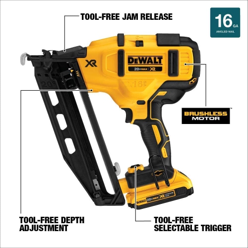DEWALT DCN660D1 20V MAX* XR® 16 GA Angles Finish-Nailer Kit