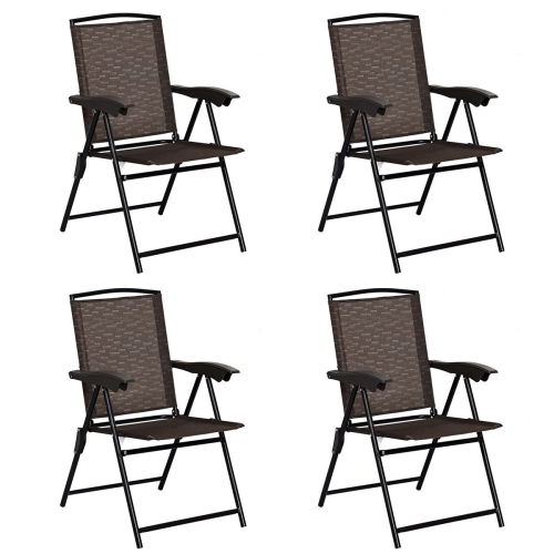 GYMAX  4PCs Adjustable Folding Fabric Chair Powder Coated Steel Tube Frame Indoor Outdoor