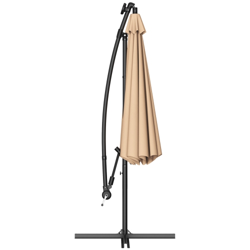 Gymax 10Ft Patio Solar LED Outdoor Offset Hanging Umbrella w/ 24 Lights