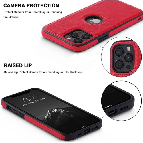 Brenda Coque rétro en cuir synthétique coque de téléphone de luxe professionnelle en cuir avec coutures Pour iPhone 13 PRO MAX