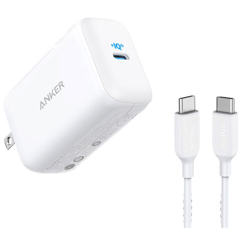 Anker PowerPort III Pod 65W USB-C Wall Charger with 1.8m - White