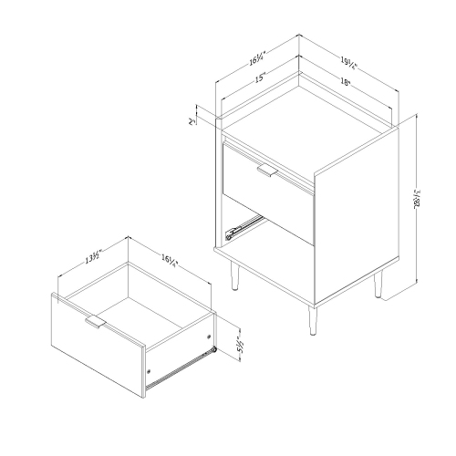 South Shore, Hype, End Table, Winter Oak