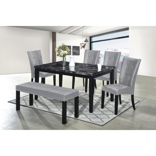 Aerys Winsor Dining Table Set 6 Piece, Black Dining Table Set For 6