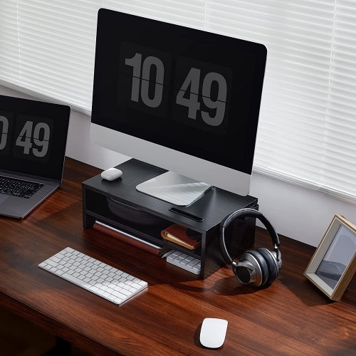 Monitor Stand Riser With Cellphone Holder & Storage Space, Desk Stand for Laptop, Printer, PC, for Home & Office