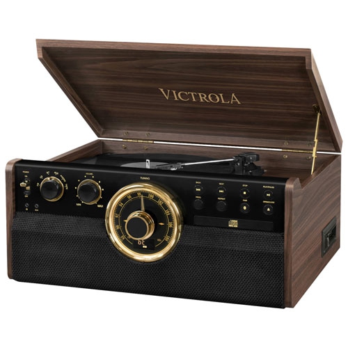 Victrola 370B 7-in-1 Nostalgic Belt Drive Turntable with USB Encoding -Open Box