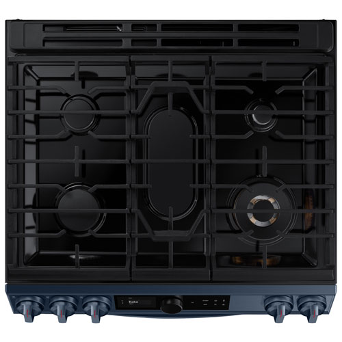 Samsung BESPOKE 30" True Convection 5-Burner Slide-In Gas Air Fry Range (NX60A8711QN/AA) - Navy Steel