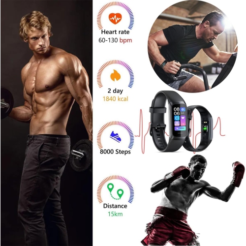 Heart Rate Fitness Tracker & Activity Smartwatch, Sports Bracelet with Sleep Monitor, Calorie Counter, Pedometer & IP67 Waterproof Wristband for Men