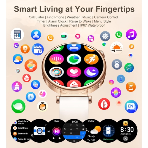 Small Women’s Smart Watch with Bluetooth Call – 1.27" Touchscreen, Heart Rate, Sleep Monitor, 100+ Sports Modes, DIY Dial, Fitness Tracker, iOS &