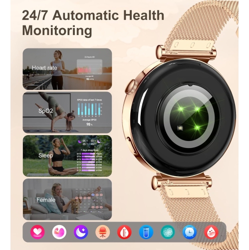 Small Women’s Smart Watch with Bluetooth Call – 1.27" Touchscreen, Heart Rate, Sleep Monitor, 100+ Sports Modes, DIY Dial, Fitness Tracker, iOS &