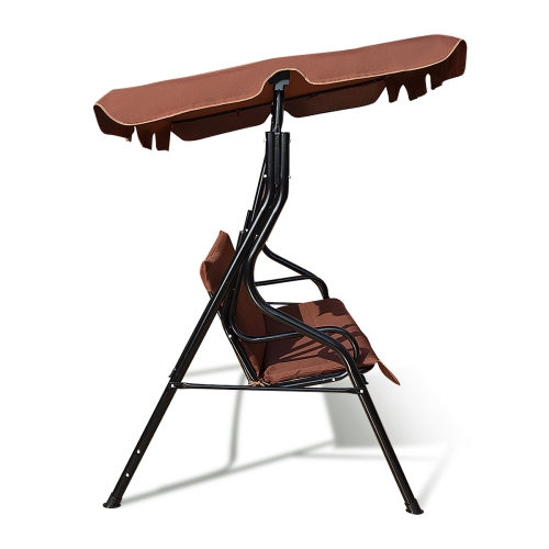 Patiojoy 3-Seats Outdoor Glider Hammock with Adjustable Waterproof Canopy Aluminum Frame Patio Swing Chair