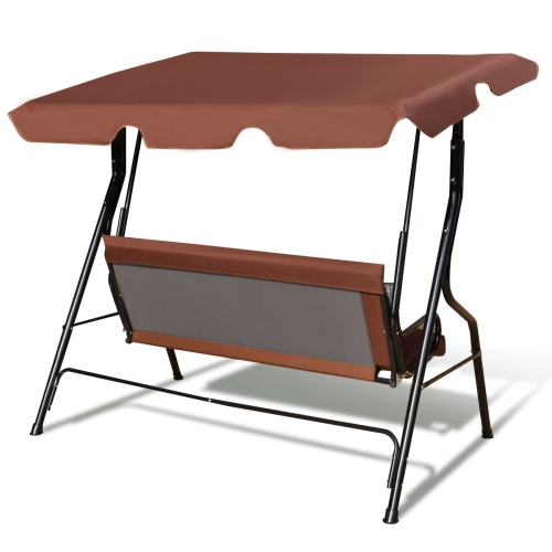 Patiojoy 3-Seats Outdoor Glider Hammock with Adjustable Waterproof Canopy Aluminum Frame Patio Swing Chair