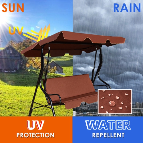 Patiojoy 3-Seats Outdoor Glider Hammock with Adjustable Waterproof Canopy Aluminum Frame Patio Swing Chair