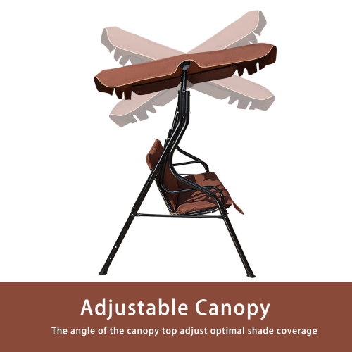 Patiojoy 3-Seats Outdoor Glider Hammock with Adjustable Waterproof Canopy Aluminum Frame Patio Swing Chair