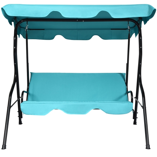 Patiojoy 3-Seats Outdoor Glider Hammock with Adjustable Waterproof Canopy Aluminum Frame Patio Swing Chair