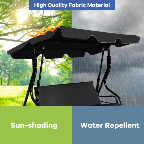 Patiojoy 3-Seats Outdoor Glider Hammock with Adjustable Waterproof Canopy Aluminum Frame Patio Swing Chair