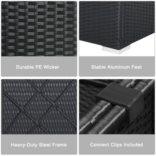 Topbuy 7-Piece Patio PE Rattan Sectional Sofa Furniture Set Wicker Sofa Conversation Set Navy/Turquoise/Red