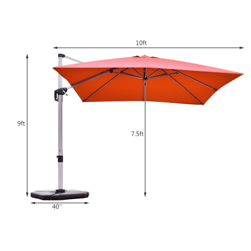 Topbuy 10' Market Umbrella Outdoor Patio Square Offset w/Base Burgundy/Brick Red/Beige/Blue/Tan