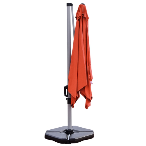 Topbuy 10' Market Umbrella Outdoor Patio Square Offset w/Base Burgundy/Brick Red/Beige/Blue/Tan