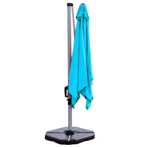 Topbuy 10' Market Umbrella Outdoor Patio Square Offset w/Base Burgundy/Brick Red/Beige/Blue/Tan